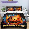 3PC Custom Name Basketball Artwork Bedding Set Printed Bedding Set Duvet Cover Closure Includes 1 Duvet Cover & 18 Pillowcases for Bedroom