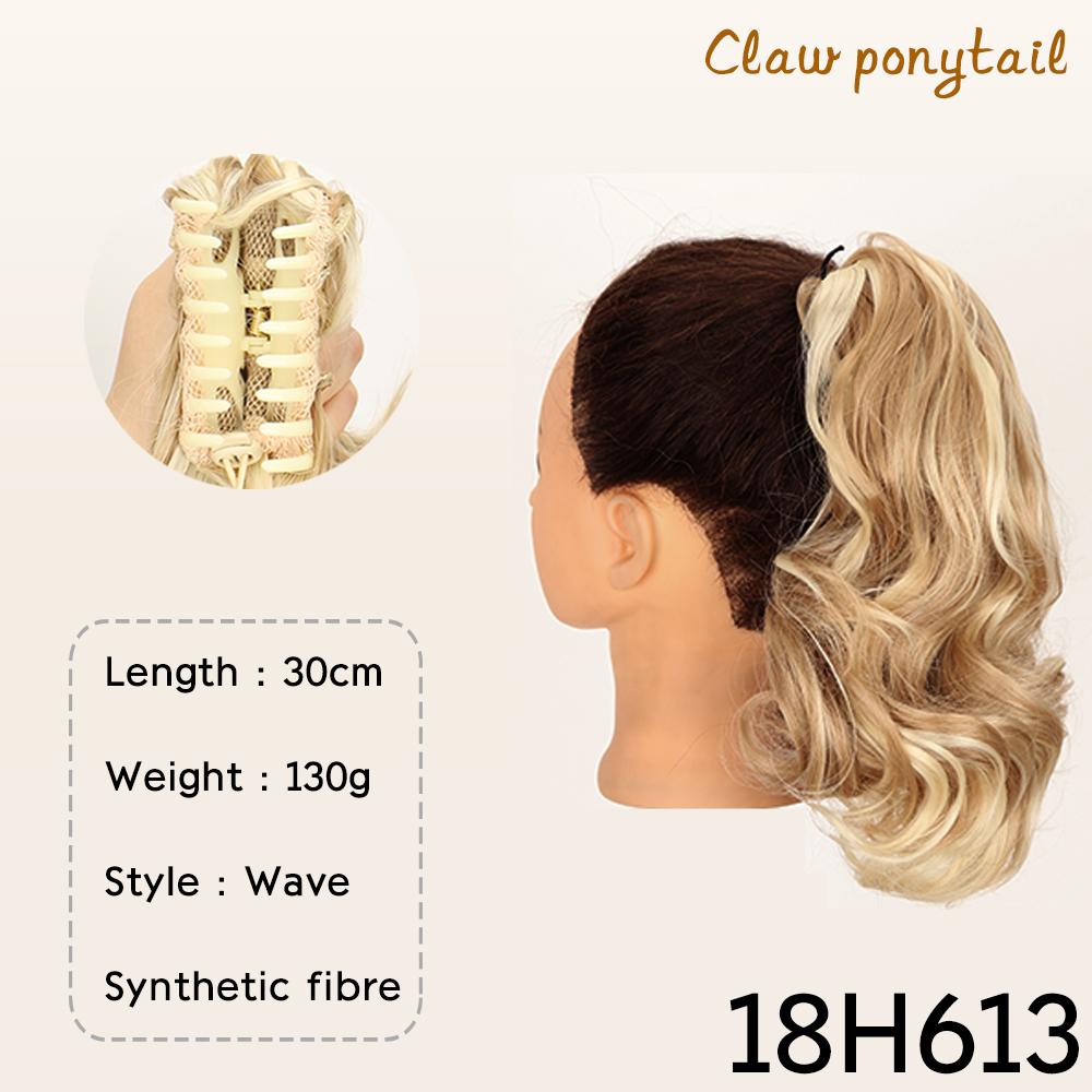 Synthetic Drawstring Ponytail Short Wavy Curly Ponytail Clip In Hair Extensions Natural Looking For Women Daily Use