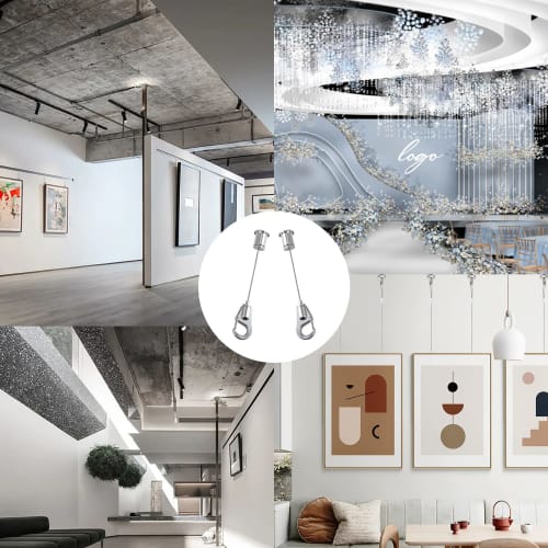 Singertop Fall Prevention Wire, Picture Rail Hanging Wire, Adjustable Stainless Steel Wire with Hooks, Power Mini Wire, Sling with Hooks, Hanging Hard