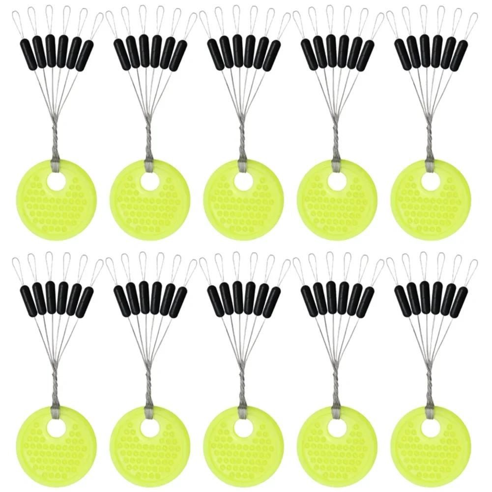 

60/120PCS 10/20 Group Set Rubber Silicon Space Bean Sea Carp Fly Fishing Black Rubber Oval Stopper Fishing Float Fishing Bobber M