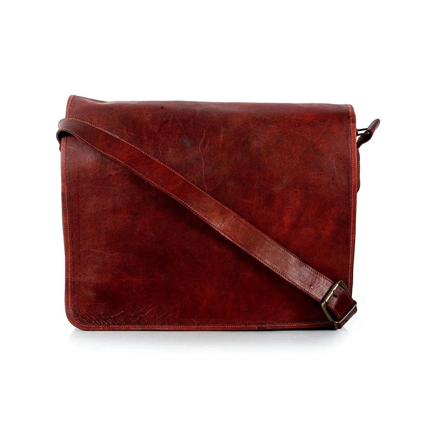 

Мужская винтажная новая сумка-мессенджер для ноутбука из натуральной кожи ручной работы 18 x 14 x 6 in