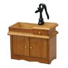 1/12 Doll House Accessory Wooden Sink Model Figurine with Water Faucet And Functional Drawer For Kitchen Scene Setting