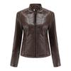 Autumn and Winter New Casual Leather Jacket Women's Simple Trend Thin Jacket Long Sleeve Motorcycle Jacket Women's Clothing