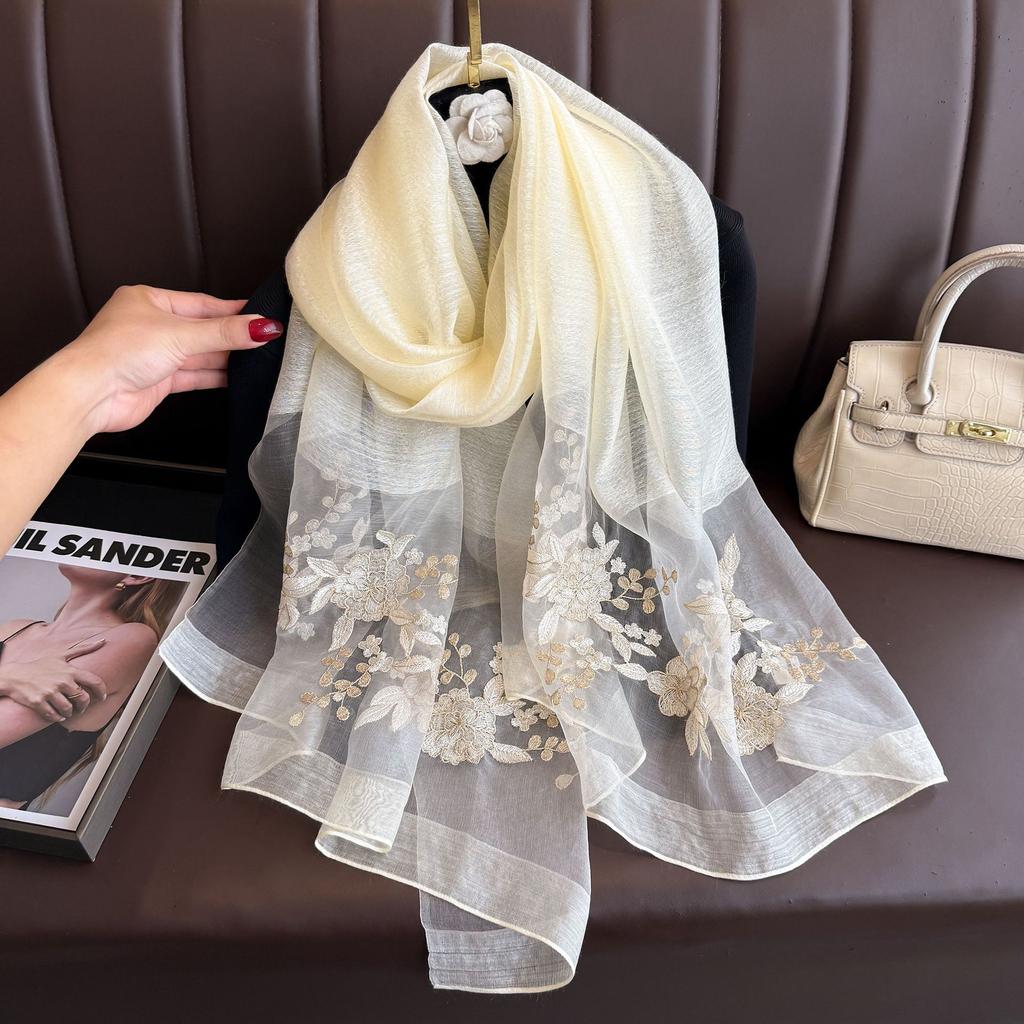 2025 Silk Women Scarf Warm Wool Shawls Lady Wraps Elegant Bufanda Floral Pashmina Embroidery Scarves Foulard  Hijab