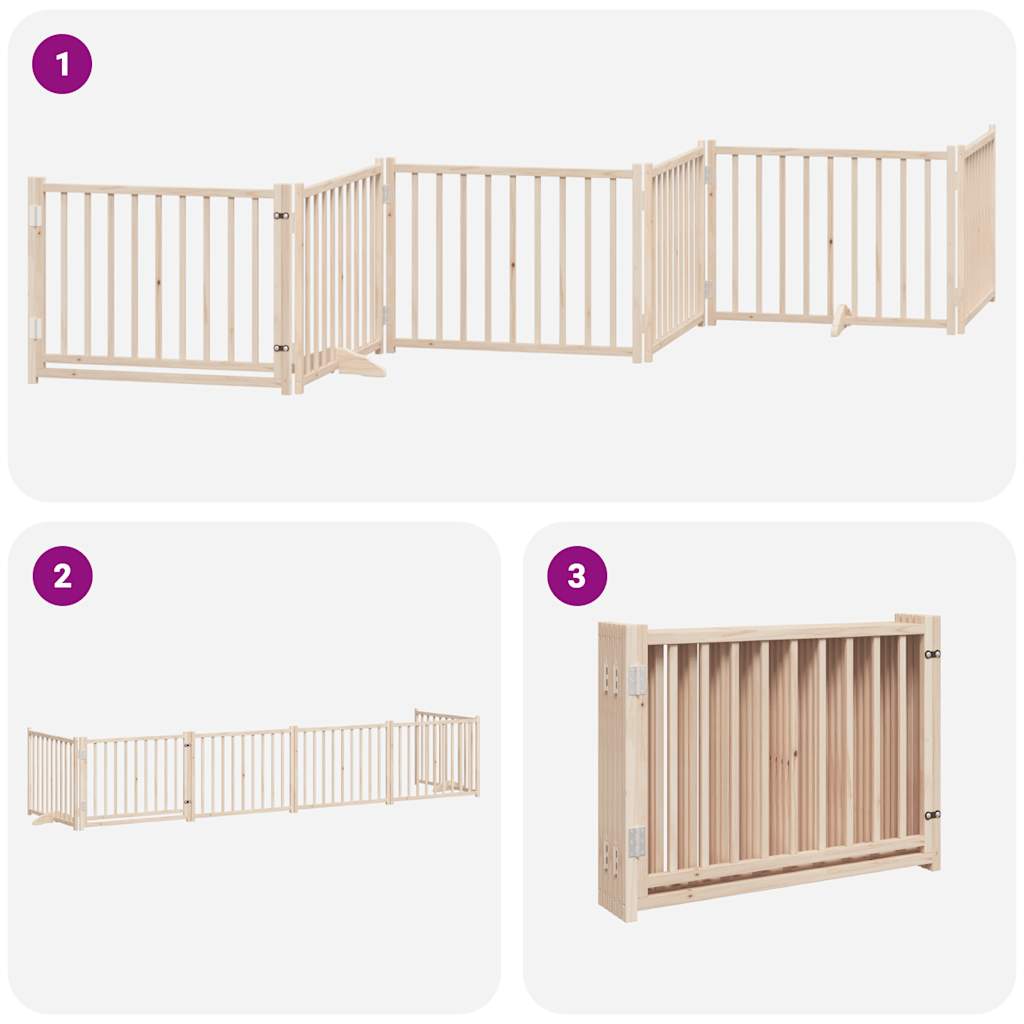 6 Piece Foldable Dog Gate 480 cm Poplar Wood