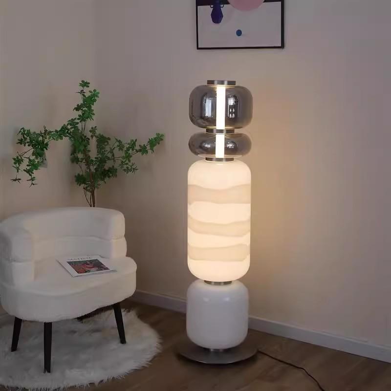 Italy Creative Smoke White Glass LED Chandelier Bedroom Study Hotel Desk Light Living Room Sofa Atmosphere Art Decor Floor Lamp