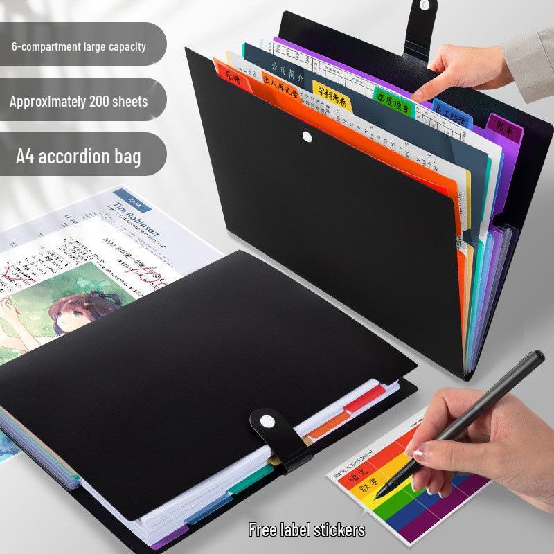 7-Pocket Rainbow Colored PP Accordion File Folder
