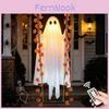Decoração de Balanço Fantasma Pendurado de Halloween Com Luzes LED Remotas Para Jardim e Quintal Externo