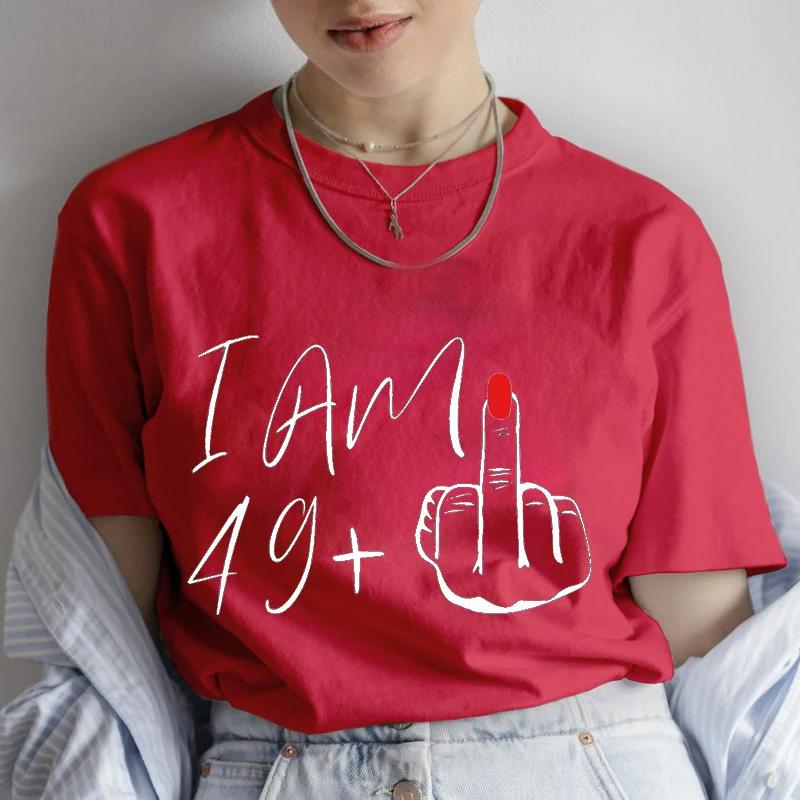 50th Birthday Party Tee for Mom I Am 49 Middle Finger T Shirts Birthday Party T-shirt 50th Birthday Gifts for Women Tshirt Tops Unisex T-Shirt
