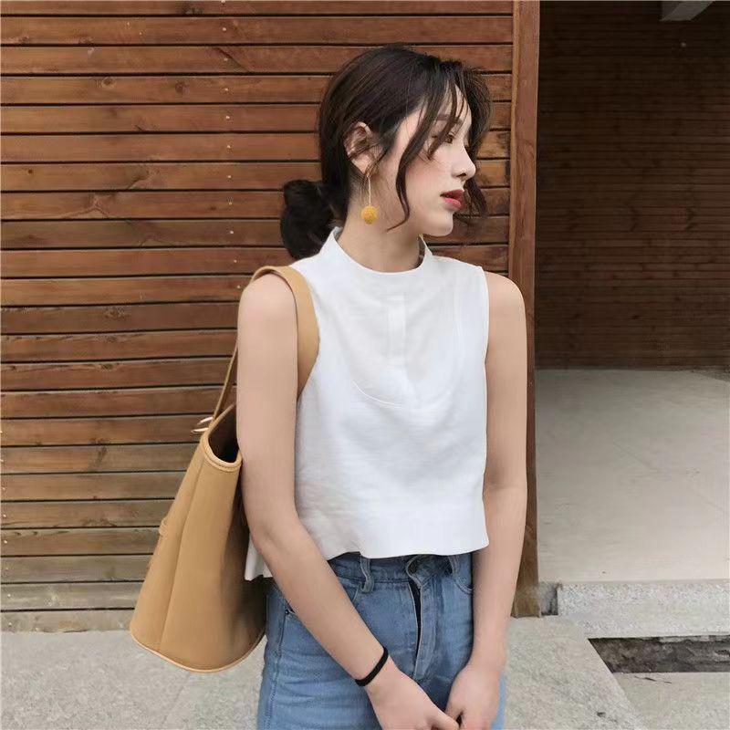 

2026 Summer Korean Chic Loose Solid Color Vest - Women s Versatile Short Top 2XL (140-155 jin) белый