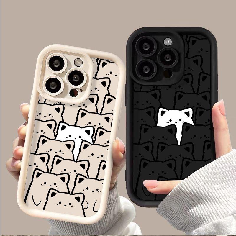 Case For Iphone 11 12 13 14 15 16 Pro Max 16ProMax 7 8 SE 2022 XR X XS 16 Plus Case Cover Soft Couple Cute Bear Full Protection
