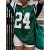 Women Streetwear Number 24 Print Round-Neck Fashion Short Sleeve T-Shirt Summer Baseball
