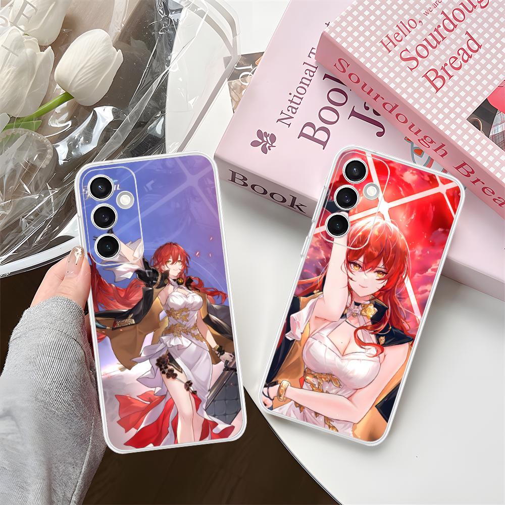 HSR Himeko Clear Mobile Phone Case for Samsung Galaxy S25 S24 S23 S22 S21Plus FE Ultra Colorful Cover