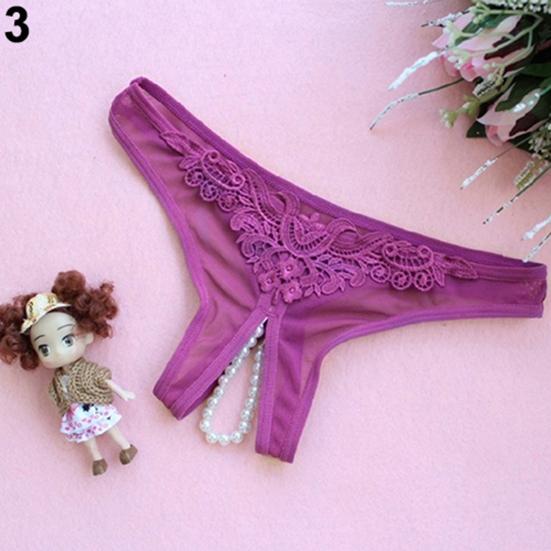 G-string Panties Low Waist Open Crotch See-through Hollow Hip G-String Panties Women Accessory