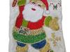 Handmade Beaded Santa Christmas Stocking – 21” Large Velvet Holiday Decor Fireplace Stocking Santa Claus Christmas Decoration & Gift Bag