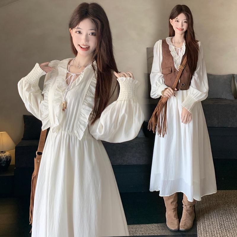 Plus Size 2026 Spring Resort Style Dress & Vest Set: Elegant Two-Piece Collection for Women. XL