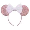 Mouse Ears Headband For Girls Adults 5'' Sparkly Sequin Bow Hairband Festival Party Travel DIY Hair Accessories
