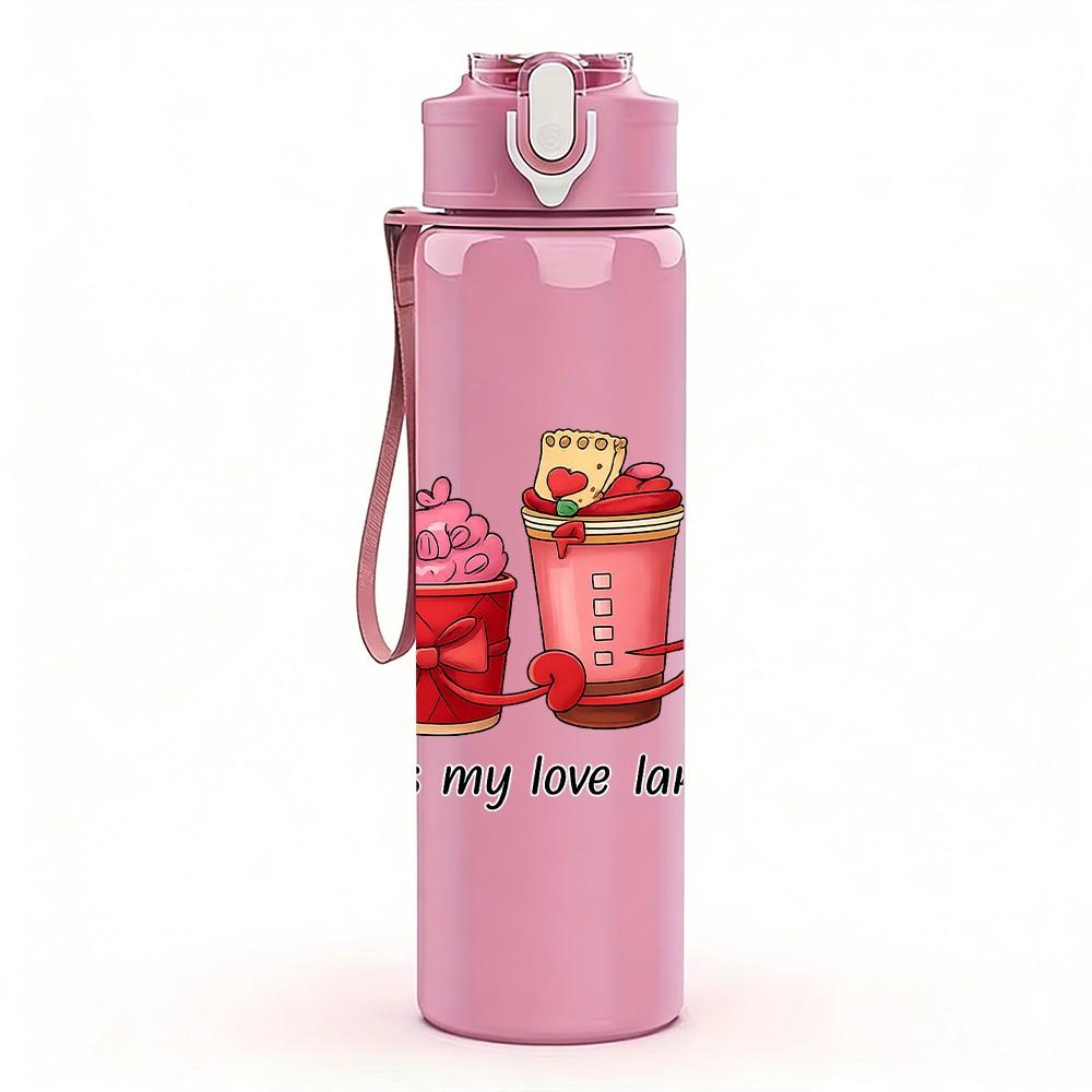 1PC Colorful Iced Coffee Cups 750ml Color Plastic Sports Water Bottle Leakproof Flip Straw Lid Suitable for Sports Office Home Use