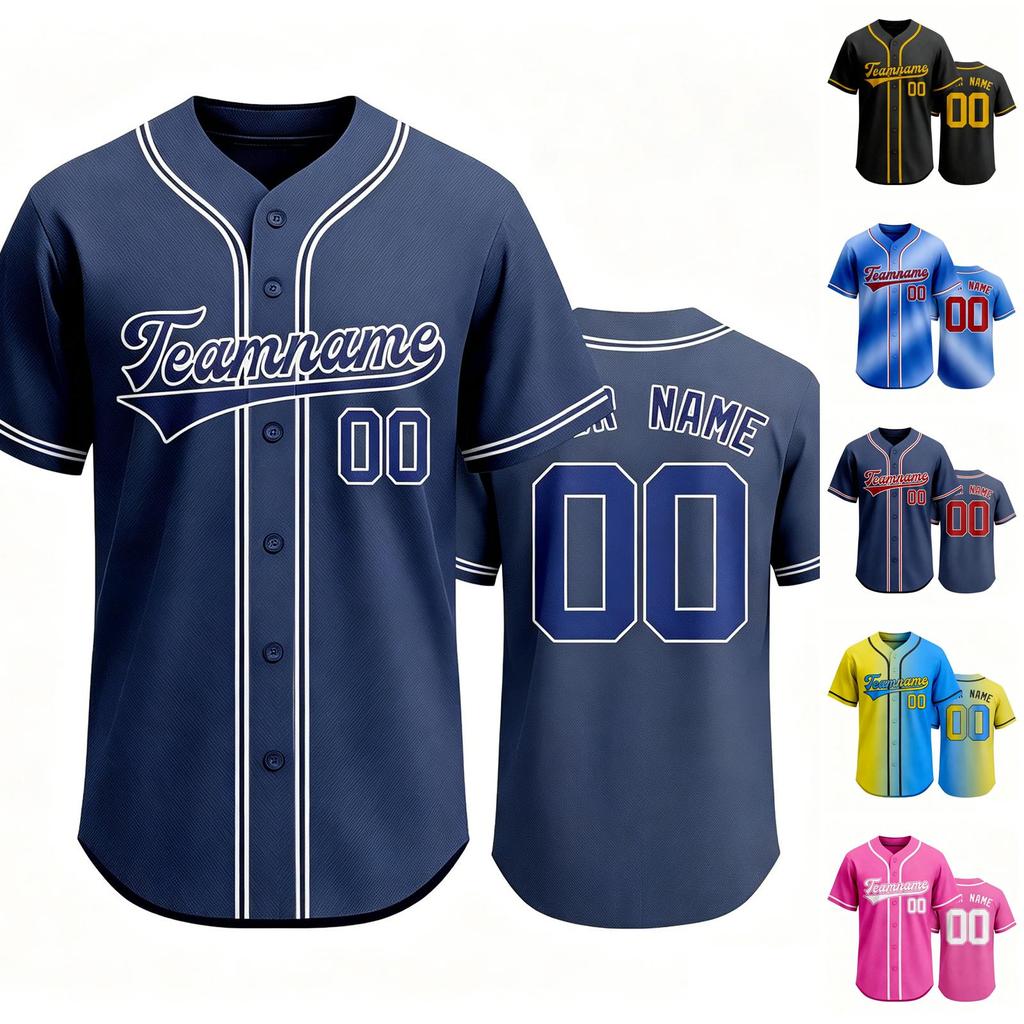 Benutzerdefiniertes Baseballtrikot Kurzarm Knopfleiste Personalisierte Teamnummer Gestickt Sportshirt für Männer Frauen
