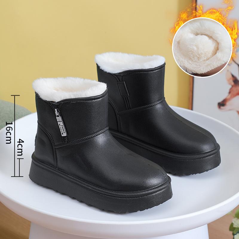 Winter Waterproof Women's Snow Boots Round Toe Platform Ladies Shoes Plush Padded Footwear