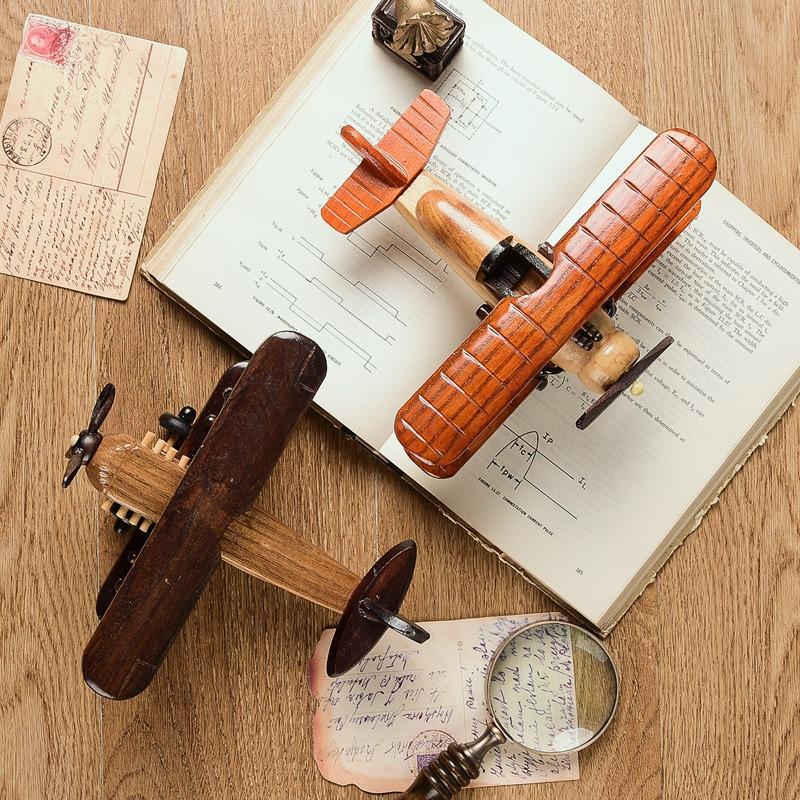 Vintage Wooden Airplane Decor Creative Retro Aircraft Model Handcrafted Ornament Stylish Desktop Accent for Home Office Living
