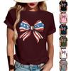 Women's Fashion Casual Printed Short Sleeve Round Neck Pullover Tops
