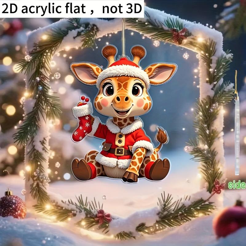 2D Flat, 1pc Cute Giraffe Acrylic Ornament - Christmas, Halloween, New Year, No Power Hanging Decoration, Indoor/Outdoor Holiday Home Decor, Exquisite
