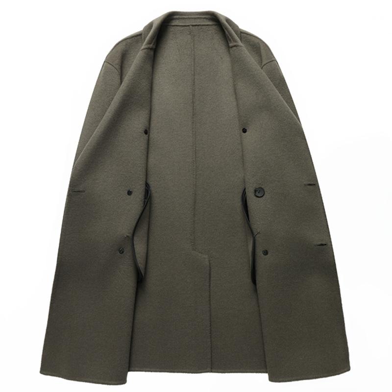 High-end Wool Coat Men's Autumn and Winter Double-breasted Long Woolen Trench Coat Handmade Double-sided Woolen Coat Coat