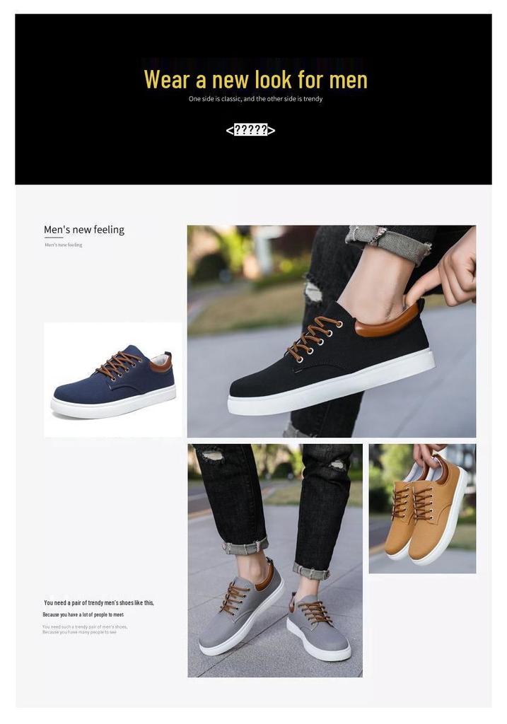 Breathable Spring Autumn Korean Style Men's Casual Low-Top Canvas Shoes