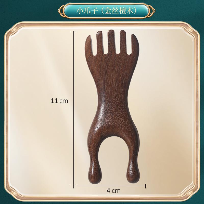 Portable Five-Claw Natural Sandalwood Massage Comb Wood Head Meridian Scalp Therapy Comb for Hair Styling and Relaxation