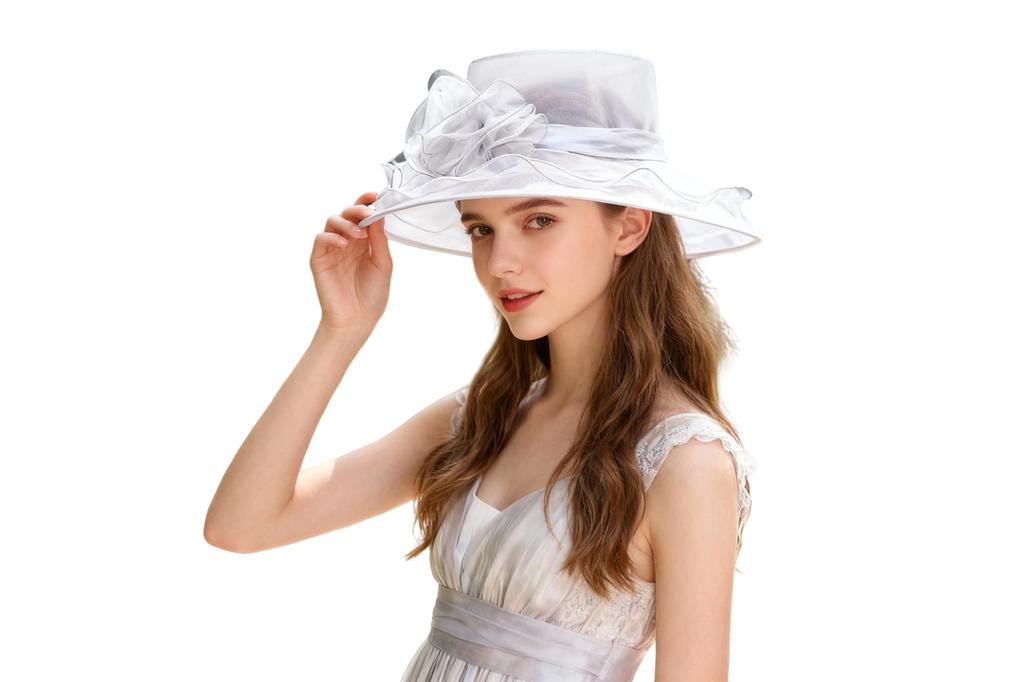 Organza Hat for UV Actress Wide Floral Slimming Beach Birthday Present [IPENNYE] Women, Protection, Summer, Bridal, Headpiece, Hat, Brim, Cap, Tulle,