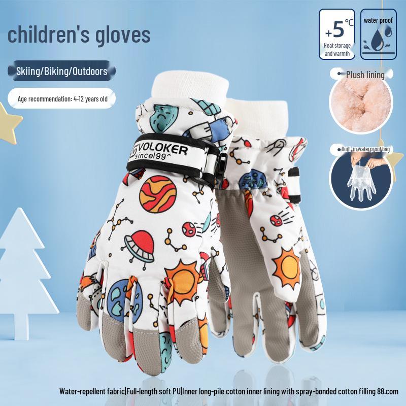 Winter Ski Gloves: Warm, Fleece-Lined, Windproof & Waterproof for Kids, Women, and Men - Perfect for Cycling