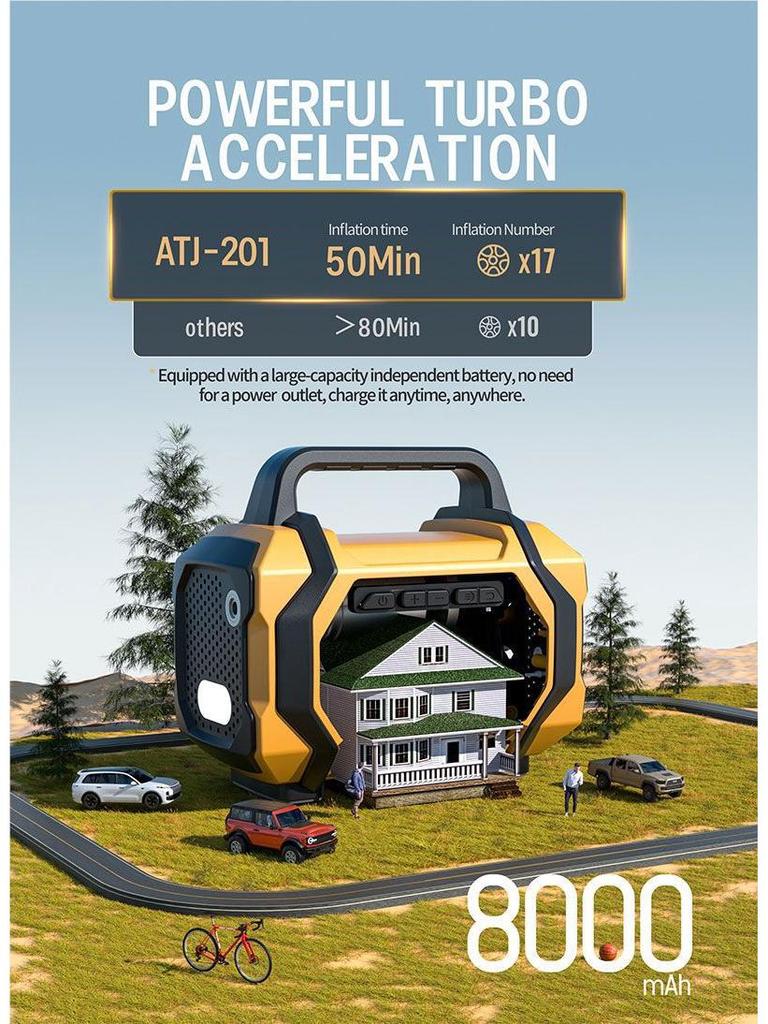 Car Emergency Power Supply & Air Pump with Tire Pressure Gauge – All-in-One Large Capacity Vehicle Starter