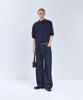 IRONYPORNO WHITELINE 86-Iro358 Color Stripe Button Collar Short Sleeve Knit Deep Navy