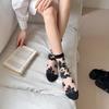 Women'S Socks Spring Summer Thin Cotton Socks Lace Flower Silk Fairy Stockings Hollowed Out Breathable Fashion Socks S