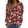Women's Christmas Print Top Casual Long Sleeve Crewneck Holiday Shirt for Fall Winter Everyday Wear