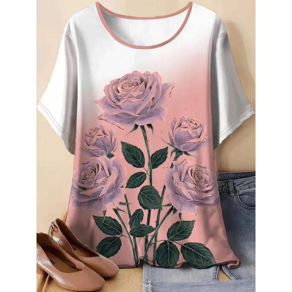Casual Loose Crew Neck Top Fashionable Versatile Women's Short Sleeves Comfortable T-Shirts Women’s