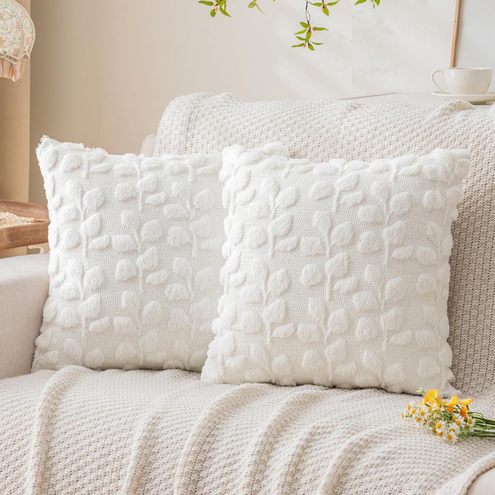Spring Embroidered Fur Pillow Sweet Buttery Style Plush Pillow Cushion Cover Atmosphere Living Room Sofa Pillow Waist Pillow
