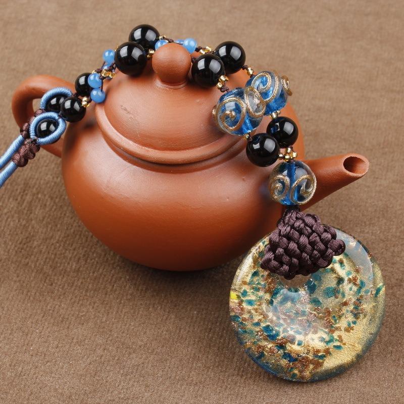 Vintage Chinese Style Pendant Geometric Long Women's Sweater Chain Whip Chain Versatile Collarbone Chain