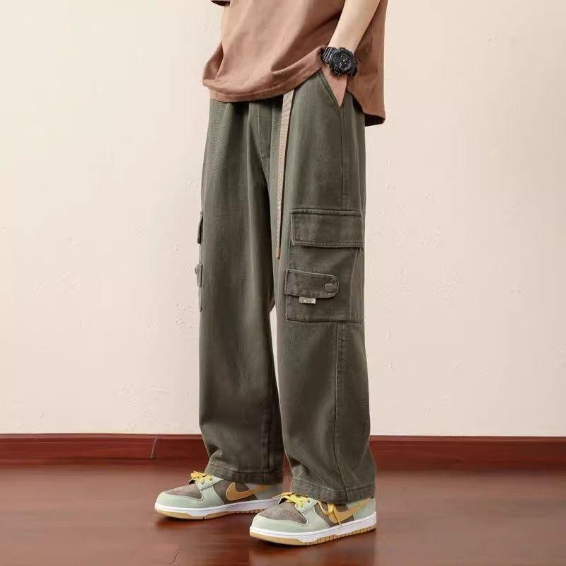 High-end Multi-pocket Men's Slim Loose Straight-leg Casual Wide-leg Trousers