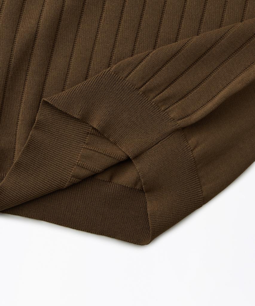 OUTSTANDING Hs Stripe Knit Collar Shirt_Brown