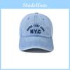 Letter Embroidered Nyc Denim Cap With Curved Brim And Windproof For Outdoor Use