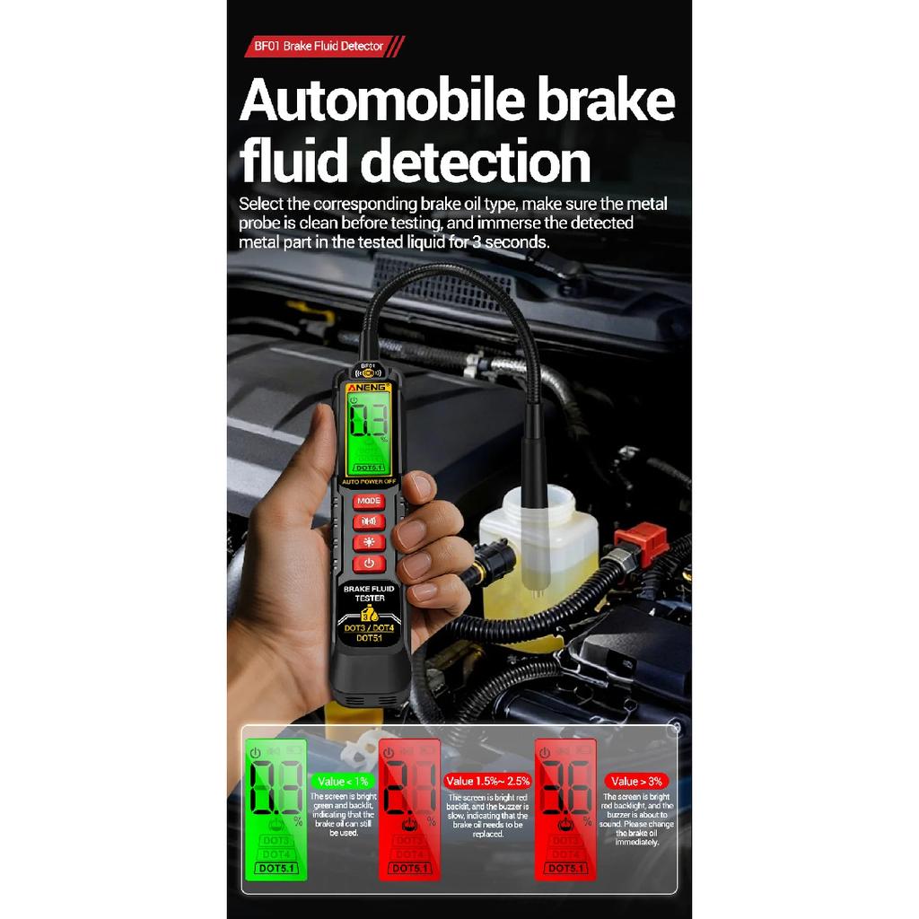 Brake Fluid Tester Universal Oil Quality Check Detector ANENG BF01 Brake Liquid Digital Vehicle Auto Car Brake Oil Tester Tools