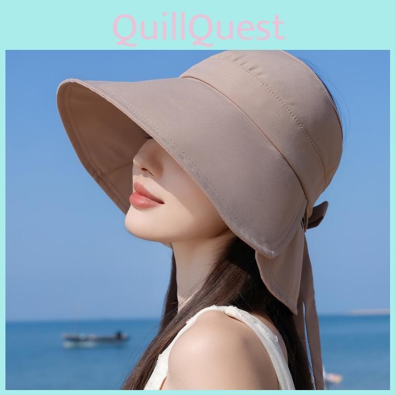 Wide Summer Brimmed Sun Protection Hat With Bow Decoration For Outdoor Daily