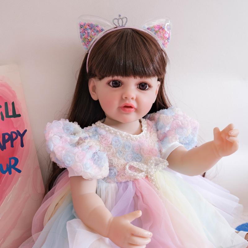 Lifelike 55cm Full Silicone Body Reborn Baby Doll Betty So Truly Like Toddler Baby Dolls for Girls Straight Leg Standing Reborn Boneca Menina Kid Gift