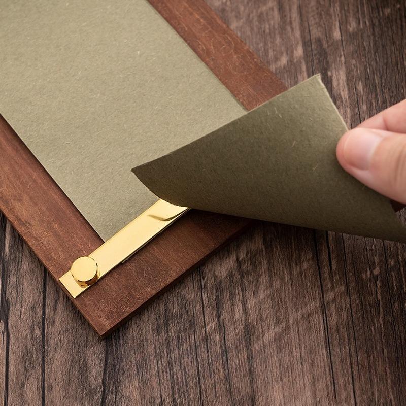 Vintage Clip Board with Hanging Rope Memo Pad Roll Paper Holder Blank Notes for Kitchen Wall Fridge Message Board Home Office