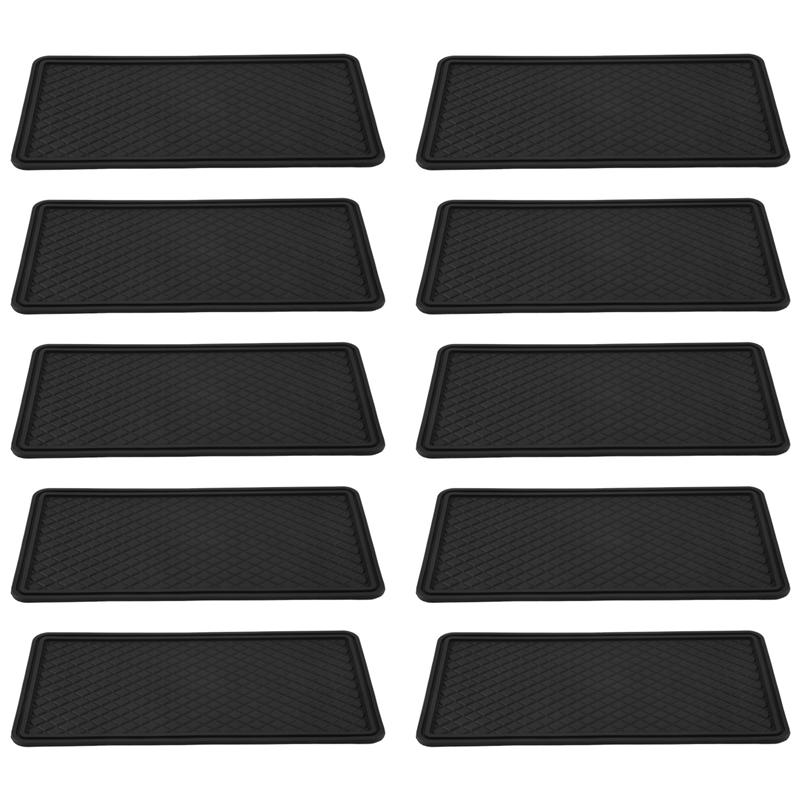 10Pcs Car Anti-Slip Mat Car Mobile Phone Anti-Slip Mat Car Decoration Anti-Slip Mat Supplies Black 30x14.5cm