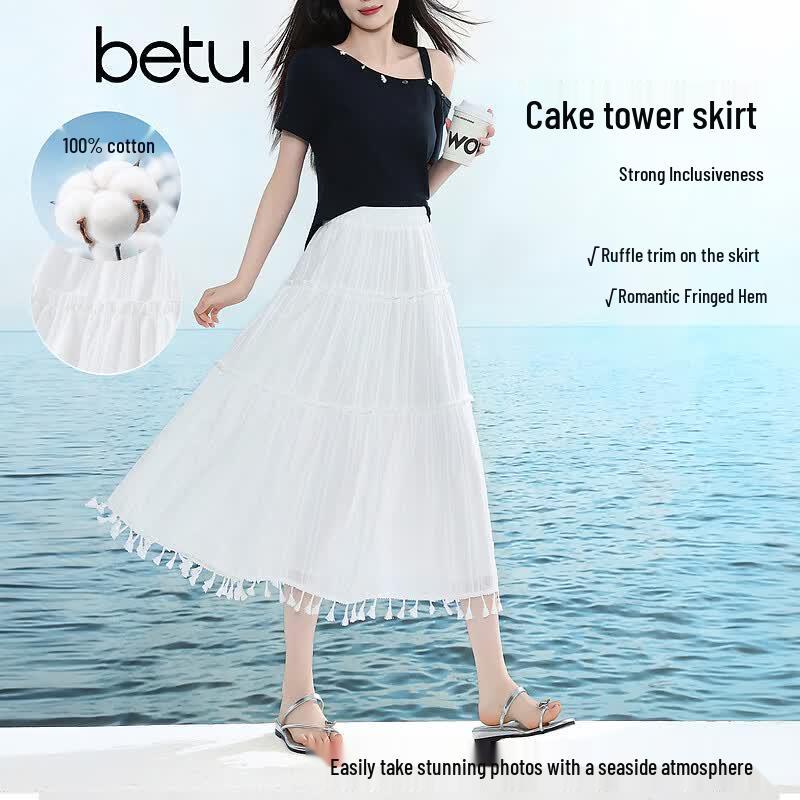 Betu Women s Summer A-Line Tassel Skirt M