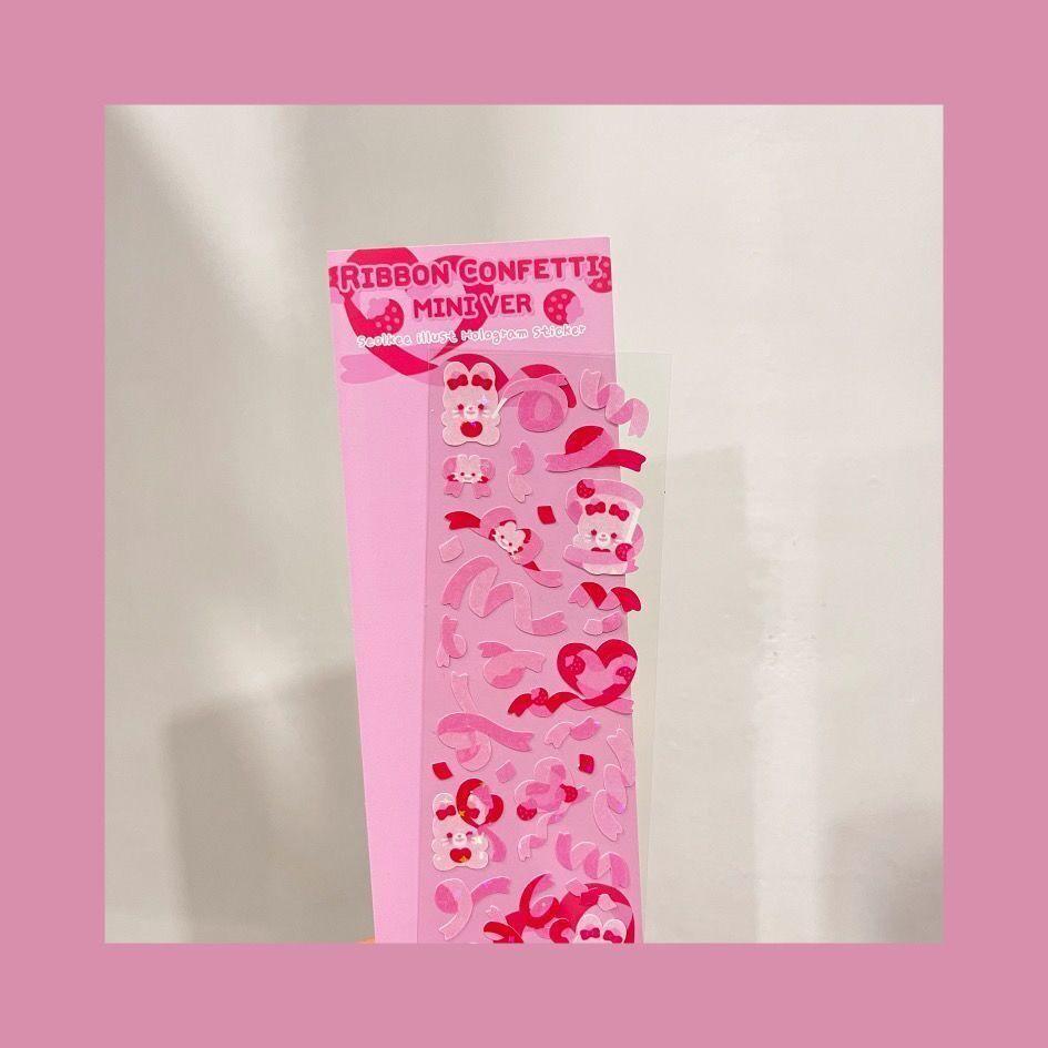 

Корейская версия милых наклеек с ленточками в виде медведя, лазерная вспышка, флеш-карта Goo, альбом, декоративный материал для самостоятельного изготовления