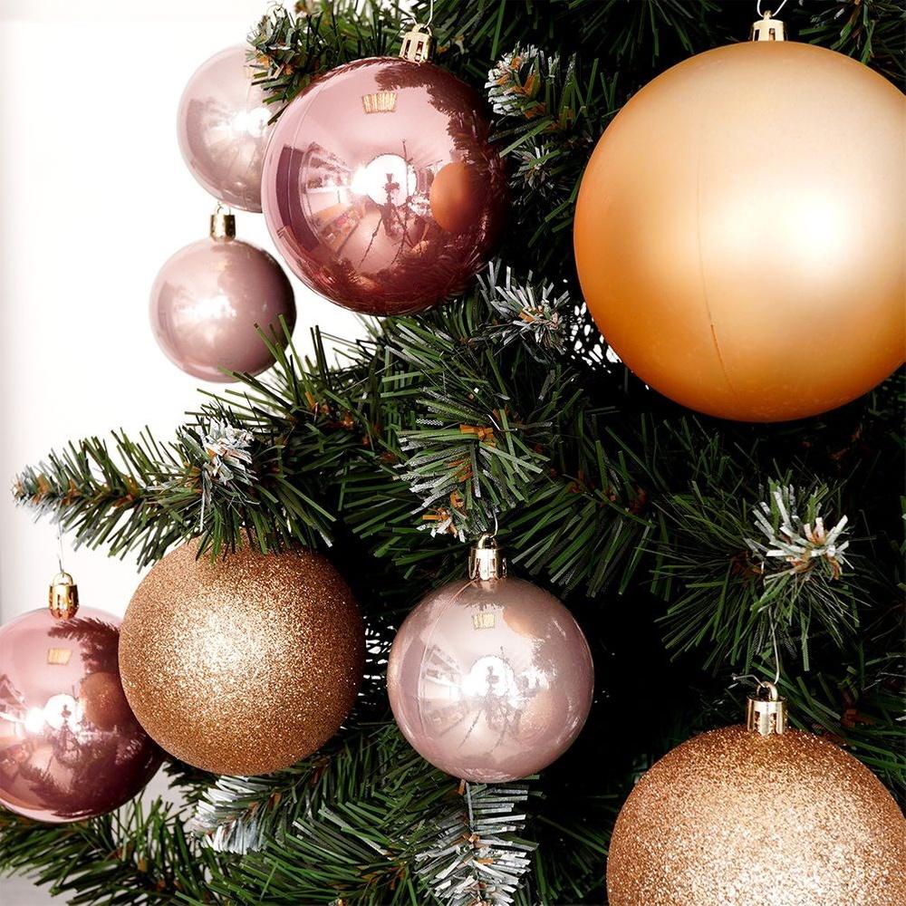 26x Weihnachtsbaumkugeln Weihnachten Bruchfest Gold Rosa Set Kugeln